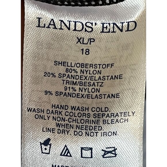 Lands End Tankini Floral Swim Skirt 18 Black Neutral Resort Preppy Classic Chic - Picture 10 of 10